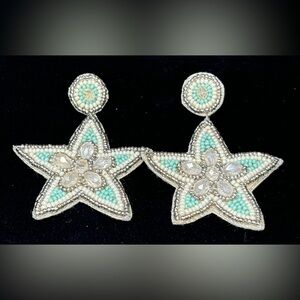 Beaded star drop earrings A88